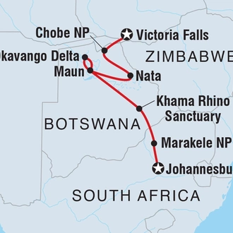 tourhub | Intrepid Travel | Botswana Family Safari with Teenagers | Tour Map