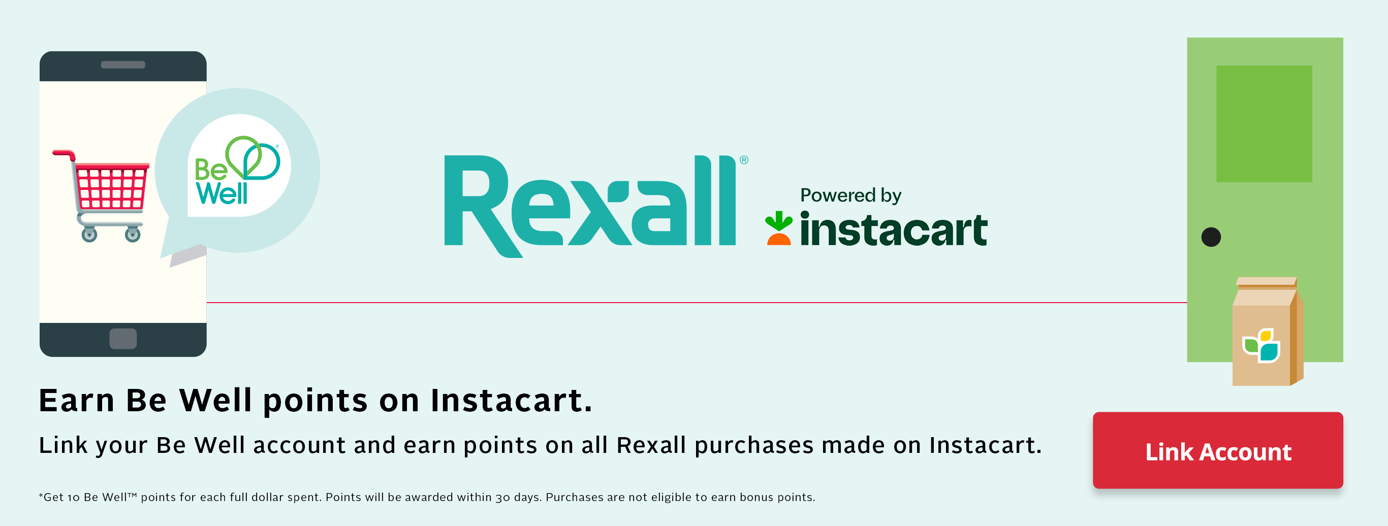 Earn Be Well points on Instacart by linking your account.