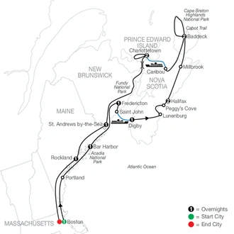 tourhub | Globus | Maritimes Adventure | Tour Map