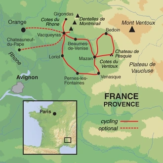 tourhub | Exodus | Cotes Du Ventoux Cycling | Tour Map