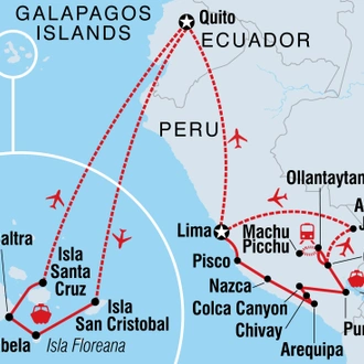 tourhub | Intrepid Travel | Peru & Galapagos Explorer | Tour Map