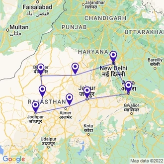 tourhub | Holidays At | 11 Days Rajasthan Trip | Tour Map