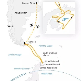 tourhub | Exodus Adventure Travels | Antarctica by Helicopter: Icebergs, Mountains & Remote Lands | Tour Map