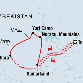 tourhub | Intrepid Travel | Uzbekistan Adventure | Tour Map