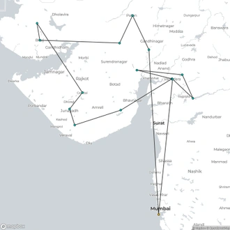 tourhub | Agora Voyages | Highlights of Gujarat Tour | Tour Map