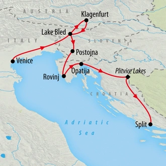 tourhub | On The Go Tours | Gondolas, Lakes & Split - 9 Days | Tour Map
