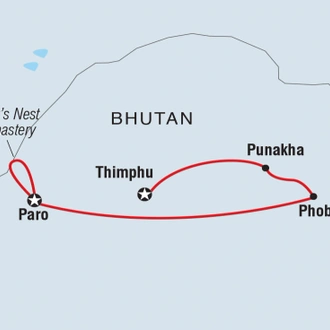 tourhub | Intrepid Travel | Premium Bhutan | Tour Map