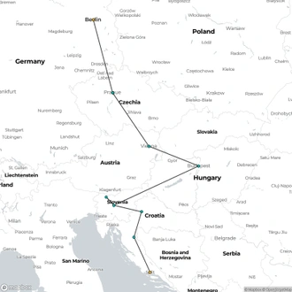 tourhub | Euroventure Travel | Bohemian Europe Rail Tour | Tour Map