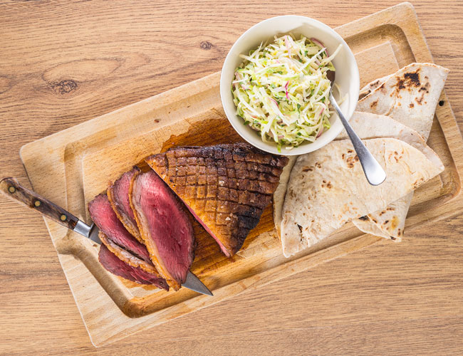 Roasted picanha with parsley root and apple slaw