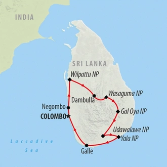 tourhub | On The Go Tours | Safari in Sri Lanka - 9 days | Tour Map