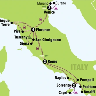 tourhub | Italy on a Budget tours | MAMMA MIA | Tour Map