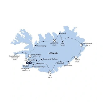 tourhub | Insight Vacations | Natural Wonders of Iceland - Classic Group | Tour Map