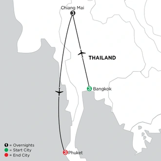 tourhub | Globus | Independent Bangkok with Chiang Mai & Phuket | Tour Map