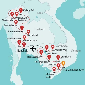 tourhub | Travel Talk Tours | Amazing Vietnam & Cambodia & Thailand ends Chiang Mai | Tour Map