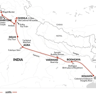 tourhub | Explore! | Kolkata to Amritsar | Tour Map