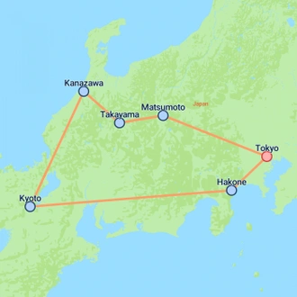 tourhub | On The Go Tours | Japan Shades of Autumn - 14 days | Tour Map