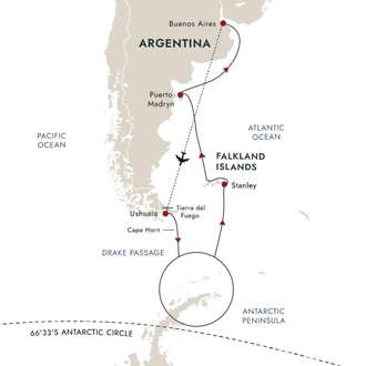 tourhub | HX Hurtigruten Expeditions | Antarctica & Falklands Expedition | Northbound | Tour Map