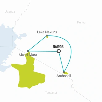 tourhub | Bamba Travel | Masai Mara Interactive, Lake Nakuru & Amboseli Safari 6D/5N | Tour Map