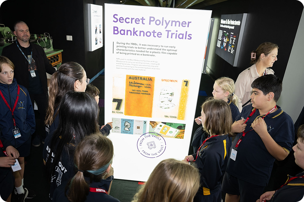 Students learning about secret banknote polymer trials