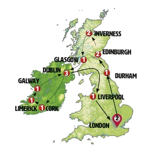 tourhub | Europamundo | Marvellous UK and Ireland | Tour Map