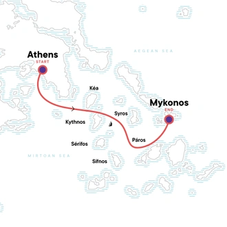 tourhub | G Adventures | Sailing Greece - Athens to Mykonos | Tour Map