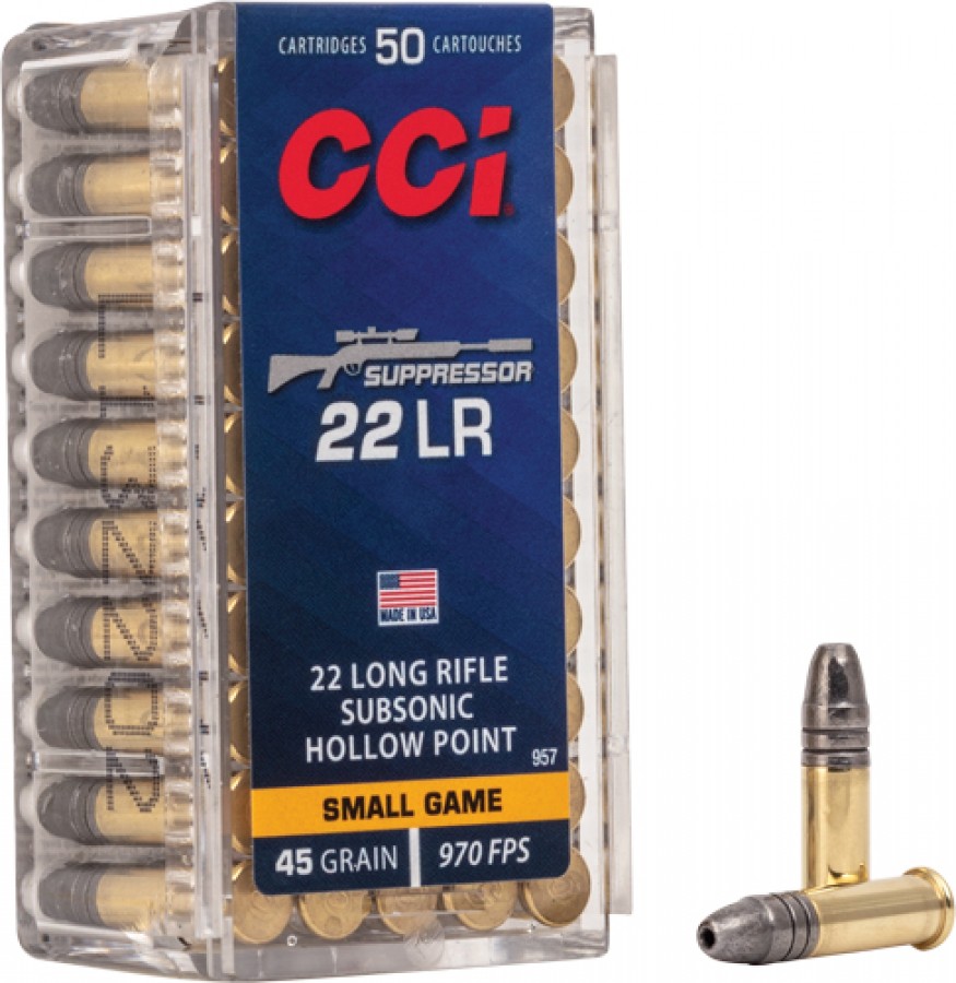 CCI 22 LR - CCI Suppressor Small game 45 grain Lead Hollow Point - 50 RDS-img-2