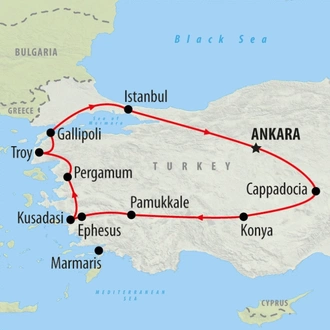tourhub | On The Go Tours | Classical Turkey 5 star - 10 days | Tour Map