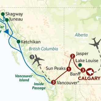 tourhub | Saga Holidays | Rockies and Alaska Grand Discovery | Tour Map