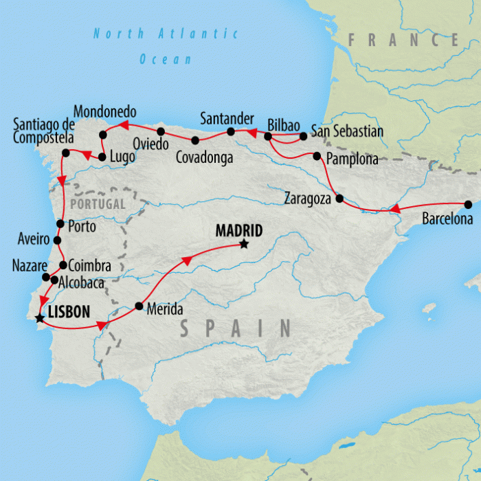 tourhub | On The Go Tours | Gastronomic Spain & Portugal 2025 - 17 days | Tour Map