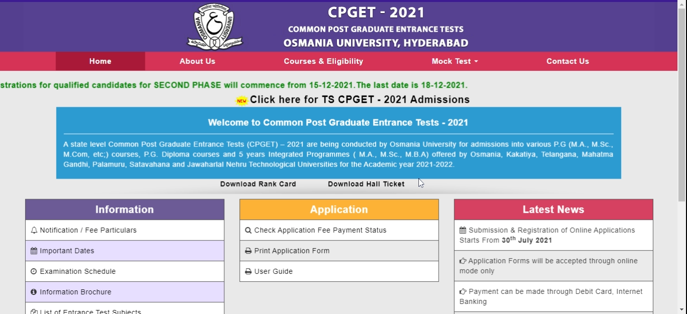 CPGET Official Website