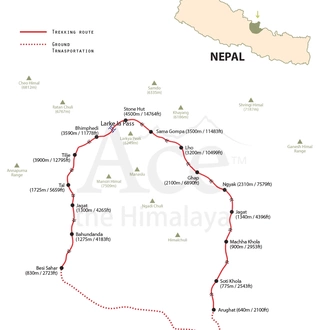tourhub | Ace the Himalaya | Manaslu Circuit Trek – 18 Days | Tour Map