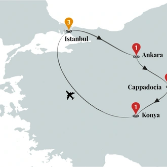 tourhub | Ciconia Exclusive Journeys | Best Of Anatolia Luxury Turkey Tour | Tour Map