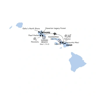 tourhub | Insight Vacations | Hawaii with Oahu & Maui - Small Group | Tour Map
