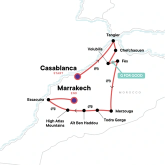 tourhub | G Adventures | Highlights of Morocco | Tour Map
