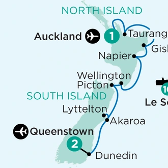 tourhub | APT | Botanical Discovery & Private Gardens of New Zealand by Small Ship  | Tour Map