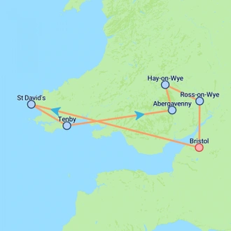 tourhub | On The Go Tours | Scenic South Wales - 3 days | Tour Map