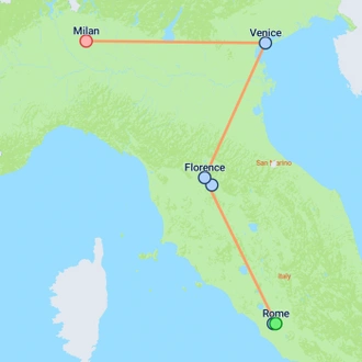 tourhub | On The Go Tours | Chauffeured Rome to Milan - 11 days | Tour Map