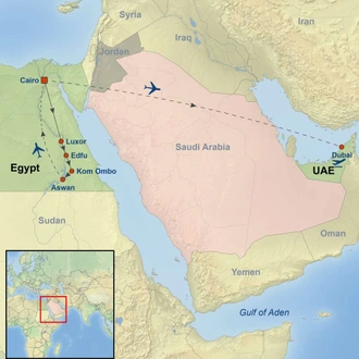tourhub | Indus Travels | Ancient Egypt and Modern Dubai | Tour Map