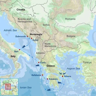 tourhub | Indus Travels | Heavenly 04 Countries Adriatic Cruise | Tour Map