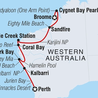 tourhub | Intrepid Travel | Broome to Perth Safari | Tour Map