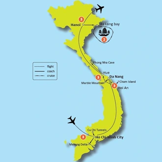 tourhub | Tweet World Travel | VIETNAM AT A GLANCE TOUR | Tour Map