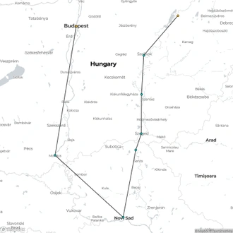 tourhub | CroisiEurope Cruises | From the Danube to the Tisza, through the Real Hungary (port-to-port cruise) | Tour Map