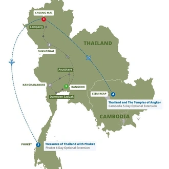 tourhub | Trafalgar | Treasures of Thailand | Tour Map