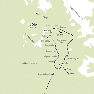 tourhub | Exodus | Ladakh: Nubra Valley Trek | Tour Map