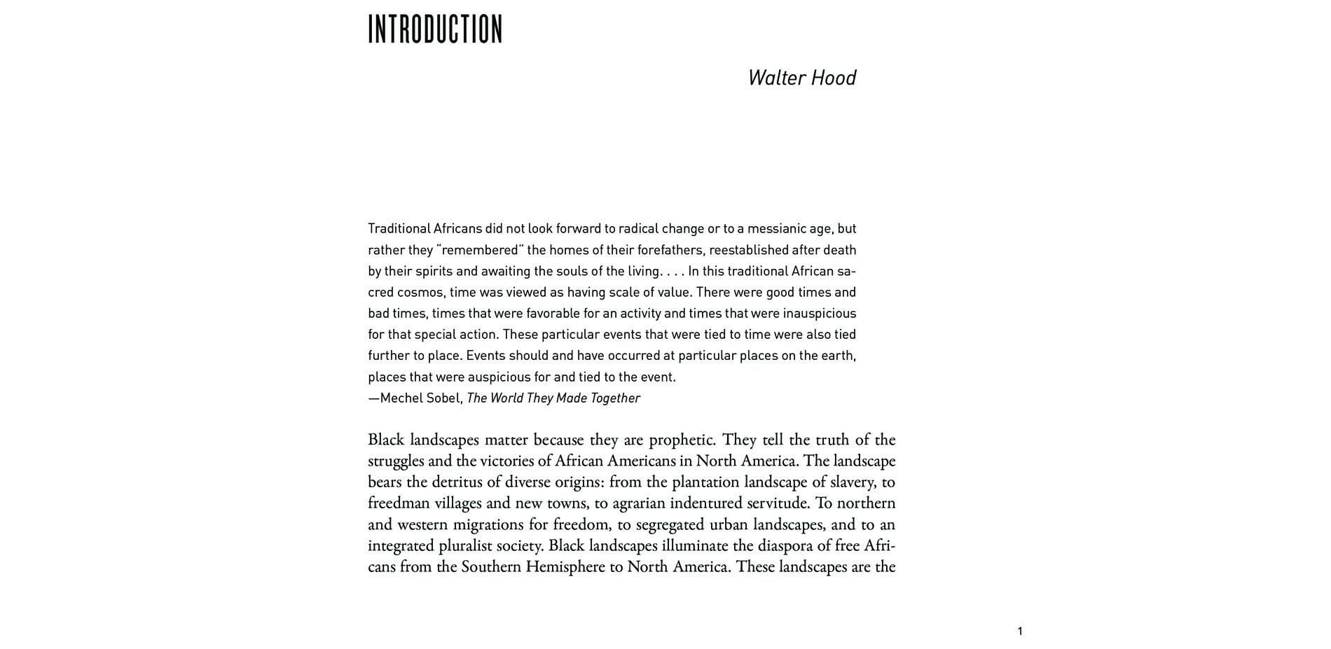 Black Landscapes Matter, Introduction (pg. 1)