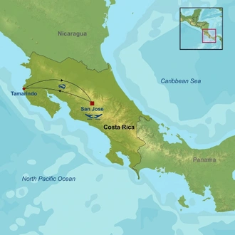 tourhub | Indus Travels | A Taste Of Costa Rica | Tour Map