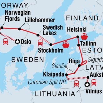 tourhub | Intrepid Travel | Oslo to Vilnius | Tour Map