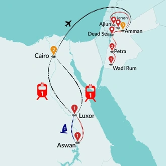 tourhub | Travel Talk Tours | Egypt & Jordan Explored By Felucca | Tour Map