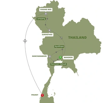 tourhub | Trafalgar | Treasures of Thailand with Phuket | Tour Map