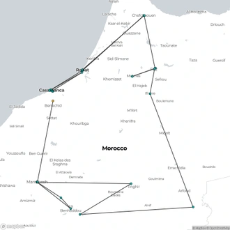 tourhub | Miki Travel Asia | 8D7N Morocco Tour with Sahara Experience | Tour Map